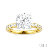 1/3 Ctw Circular Shape Round Cut Diamond Semi-Mount Engagement Ring in 14K Yellow and White Gold
